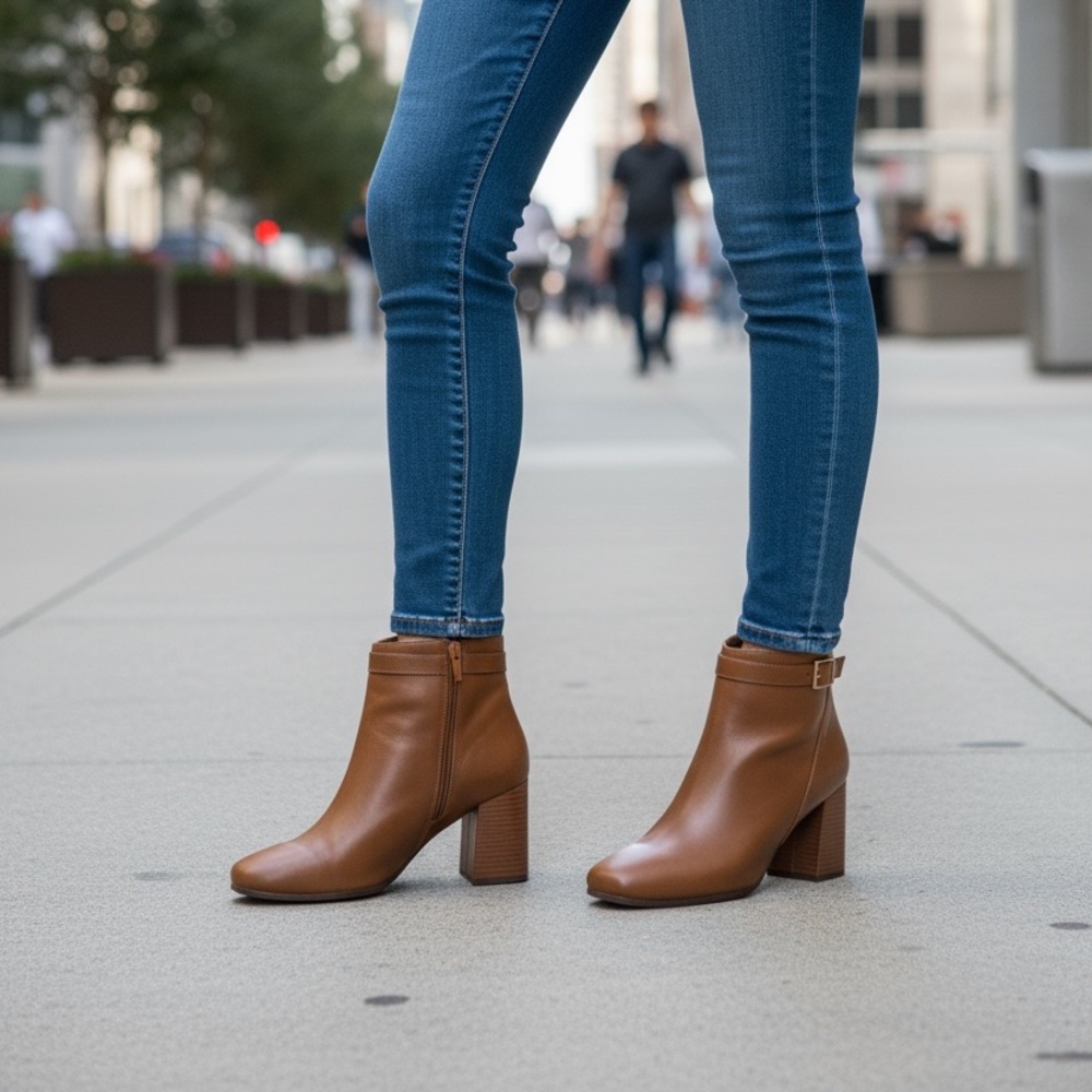 Easy Street Brown Ankle Booties - Picture 1 of 3